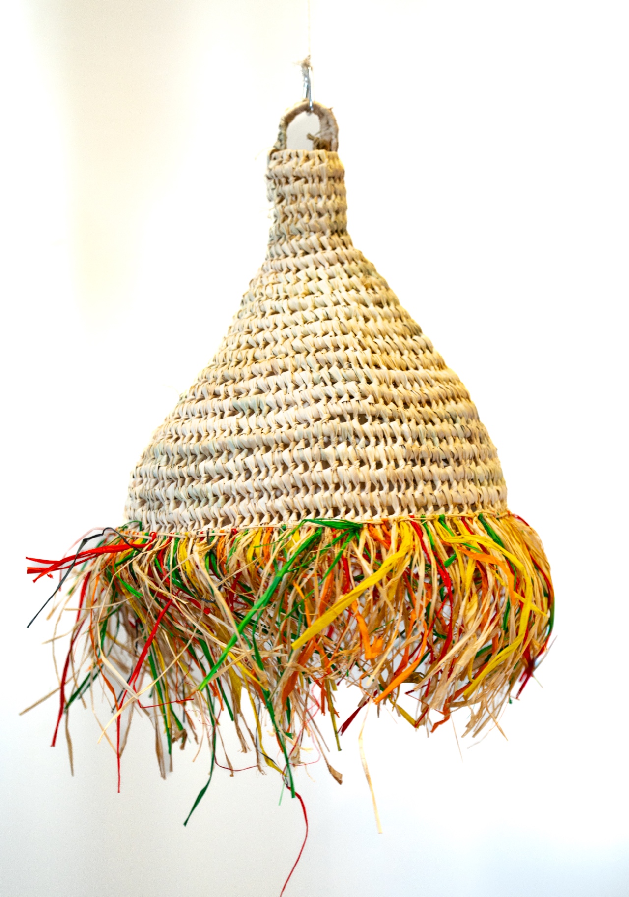 Lampshade raphia frange multicolore