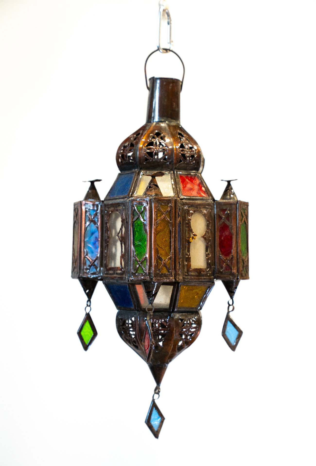 Lanterne baroque multicolore à pendentifs