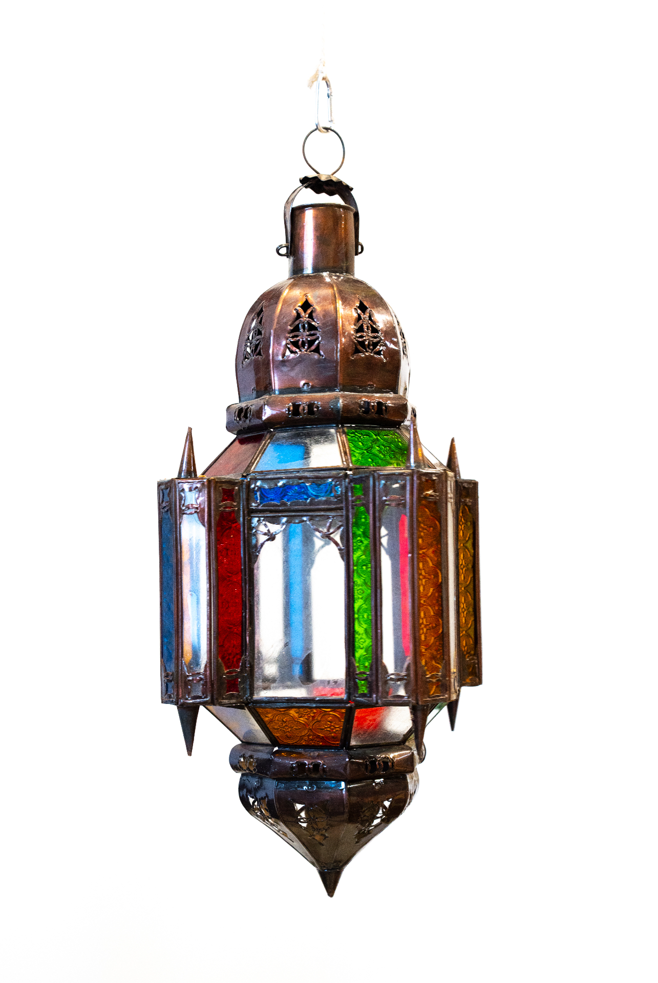 Lanterne pointue verre transparent & coloré