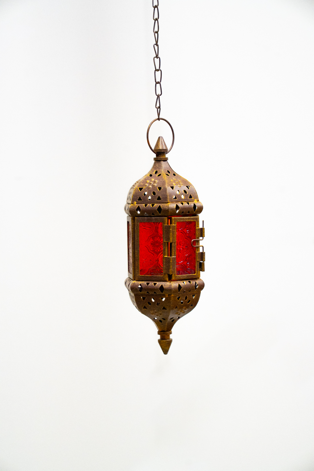 Petite lanterne suspendue verre rouge